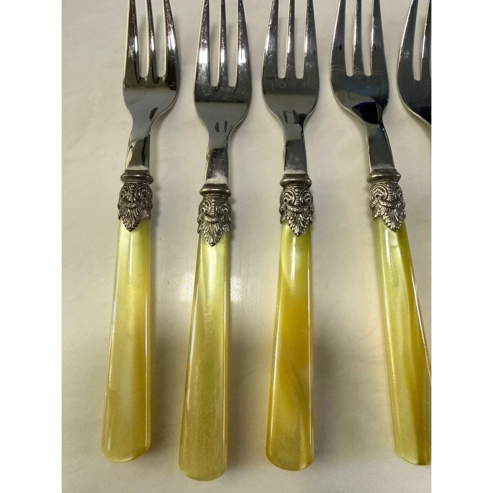 Emo‎ Italy Faux Horn Flatware Set Appetizer Forks Butter Spreaders Vintage